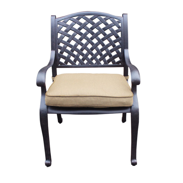 English Elm Cast Aluminum Arm Chair With Weather-Resistant Cushion For Elegant Indoor/Outdoor Dining Comfort B010P278351