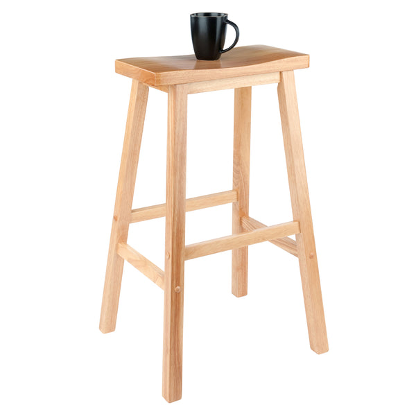 Winsome Wood Satori Saddle Seat Bar Stool - Stylish Natural Wood Design, 29” Tall, Comfortable & Sturdy! Natural Solid Wood 84089-winsome-wood