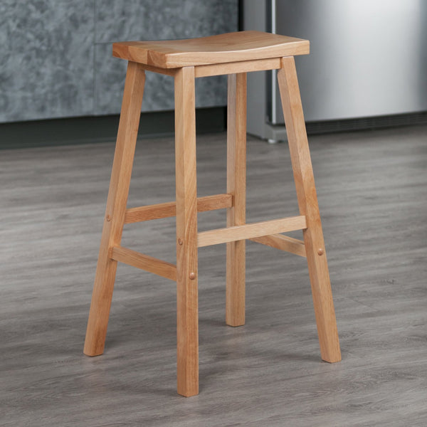 Winsome Wood Satori Saddle Seat Bar Stool - Stylish Natural Wood Design, 29” Tall, Comfortable & Sturdy! Natural Solid Wood 84089-winsome-wood