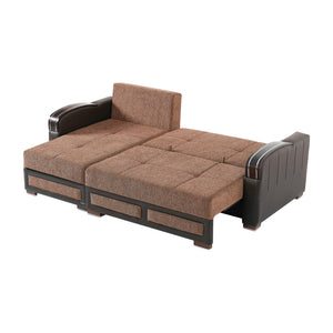English Elm Primenest Azura Convertible Sectional Sofa With Hidden Storage And Cozy Sleeper Feature, Brown Chenille B030P305117-GIGA