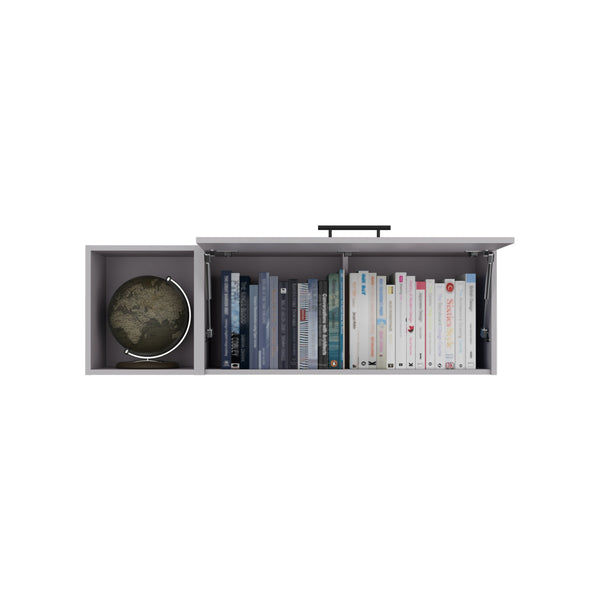 English Elm Aster 47" Wall Cabinet Smoke Grey with Lift-Up Door, Open Shelf, Gas Spring, Versatile Storage B070P234323