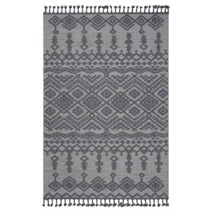 English Elm Loom Traditional Indoor/Outdoor Area Rug 6X9 - White/Gray, Durable, Pet-Friendly, Easy Care B335P289618