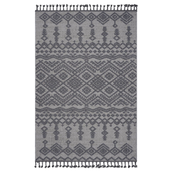 English Elm Loom Traditional Indoor/Outdoor Area Rug 6X9 - White/Gray, Durable, Pet-Friendly, Easy Care B335P289618