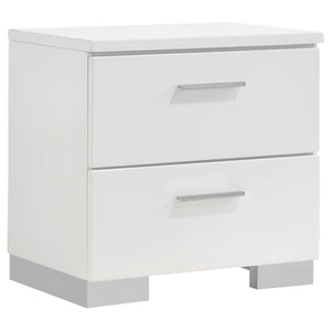 English Elm Dulcey White High Gloss 5-Piece Twin Bedroom Set With Led Lighting And Ample Storage Solutions B062S01338