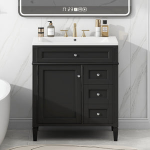 English Elm 30'' Modern Bathroom Vanity With Sink, Stylish Storage Cabinet & Tip-Out Drawer For Organized Elegance SW000122AAB-2