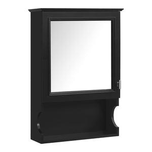 English Elm 20'' Half-Moon Wall Medicine Cabinet with Mirror, Solid Wood Frame, Soft-Close Hinges, Space-Saving Elegance Black N710P313827B