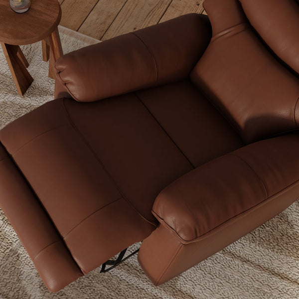 English Elm Global Home Swivel Glider Recliner In Oslo Pecan - Luxurious Comfort With 360° Motion & Leather Finish B339P333952