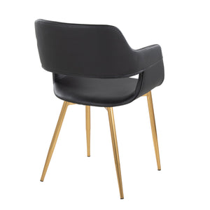 English Elm Margarite Contemporary Accent Dining Chairs Set Of 2 In Gold Metal & Black Faux Leather - Chic Comfort B202S01271