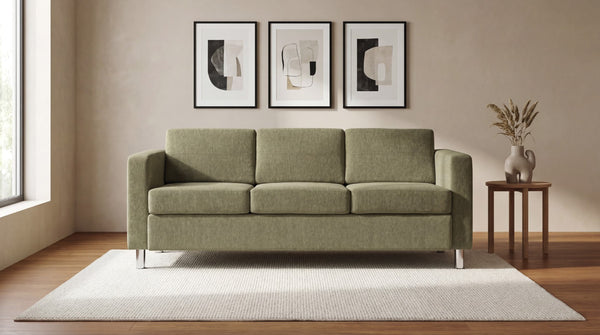 OSP Home Furnishings Pacific Contemporary Sofa with Chrome Legs and Performance Fabric for Modern Living Rooms PAC53-S126