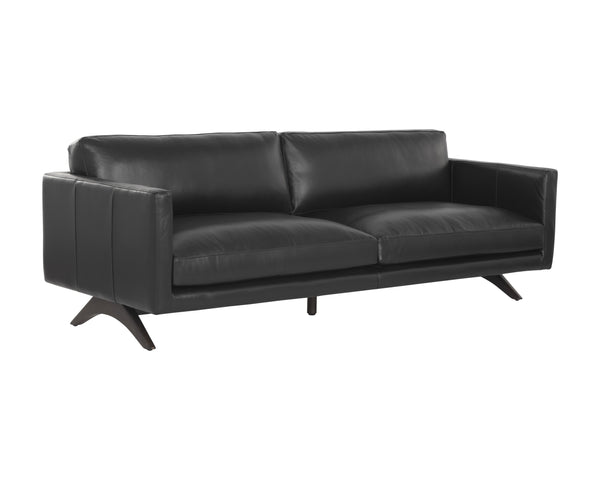 Sunpan Rogers Sofa - Luxurious Leather Comfort with Timeless Design for Your Living Room Sanctuary Cortina Black Leather