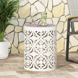 Christopher Knight Home® - Noble House - Castana Outdoor Lace Cut Side Table with Tile Top