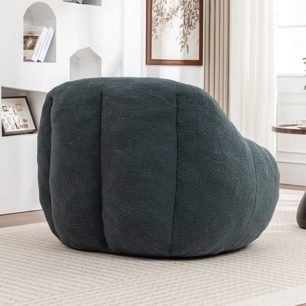 English Elm Bean Bag Chair Oversized Faux Fur Memory Foam Lounge Seat for Dorm or Living Room Green W2200P302140