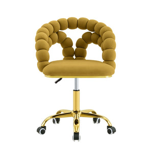 English Elm Modern Velvet Bubble Back Swivel Chair Glam Upholstered Seat for Vanity or Desk Gold,Yellow W3875P442946