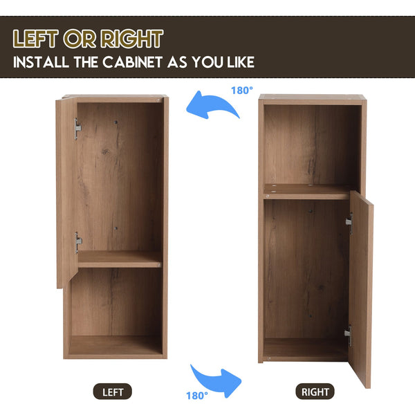 English Elm 12" Bathroom Side Cabinet with Soft-Close Hinges, Wall-Mounted Floating Oak Finish, Space-Saving Storage W999P283315