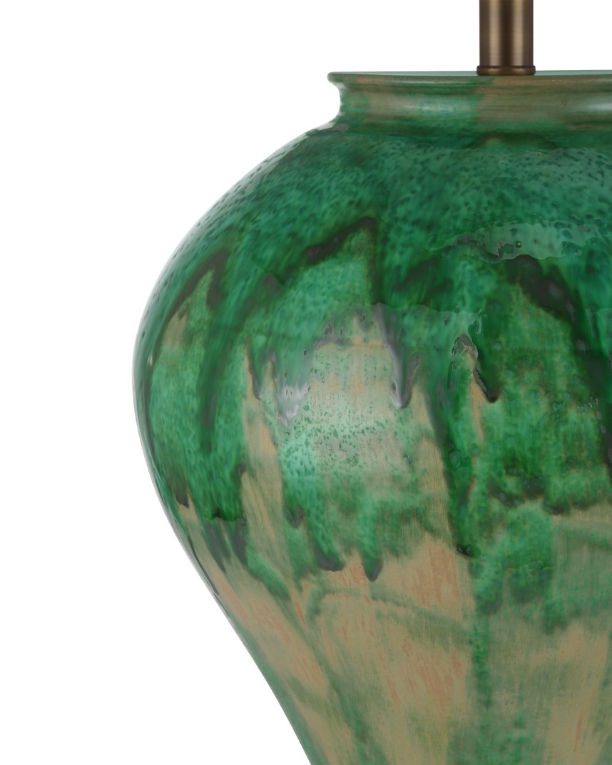 Currey & Company Blarney Green Table Lamp - Hand-thrown Porcelain With Unique Glaze, Artisan Crafted For Stylish Decor Green Porcelain 6000-1020-currey-company