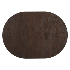 English Elm Topmax Extendable Round Dining Set with Linen Chairs and Pedestal Base Seats Five Espresso N717S000062P