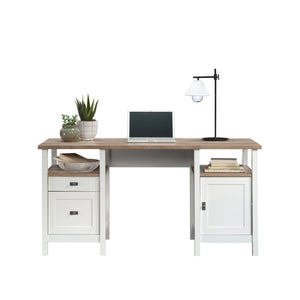 English Elm Desk, Modern Cottage-Style With White Finish & Wood-Tone Top - Perfect For Small Spaces & Easy Assembly B356P402733
