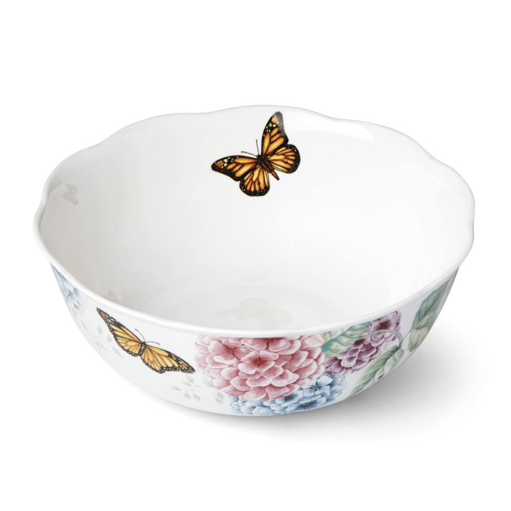 Lenox Butterfly Meadow Hydrangea Porcelain Serving Bowl Dishwasher Safe 72 Ounce 841012
