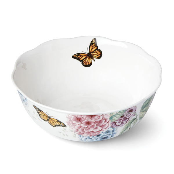 Lenox Butterfly Meadow Hydrangea Porcelain Serving Bowl Dishwasher Safe 72 Ounce 841012