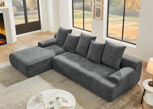 English Elm 110.25x67'' Compression Sofa Modern Upholstered L-Shape Sectional Couch 4-Seat Melange Velvet Comfort Grey W1413S00082