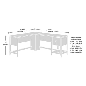 English Elm L-Shaped Desk In Elegant Brown Finish - Spacious Work Surface With Storage & Cable Management Solutions B356P367840