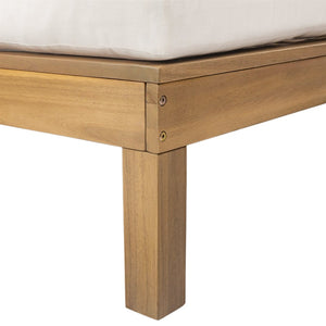 English Elm Trexm Acacia Wood Double Chaise Lounge Outdoor with Folding Trays and Foam Cushions TM000015AAD