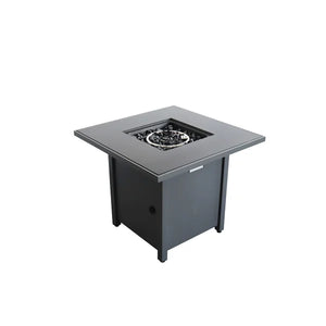 English Elm 25'' 25'' H x 30'' W Steel Outdoor Fire Pit Table with Lid, Gray, 40,000 BTU, 8hr Burn Time, Push-Button Ignition B120P230266