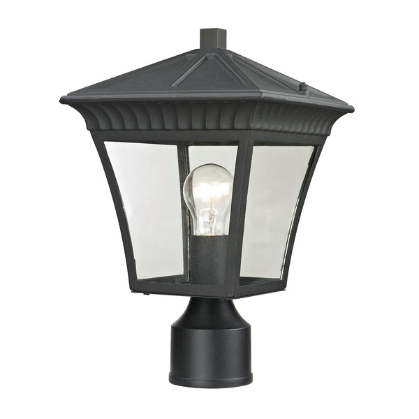 Thomas Lighting Ridgewood Outdoor Post Light Forged Metal Lantern with Clear Glass Panels Matte Black 8411EP/65