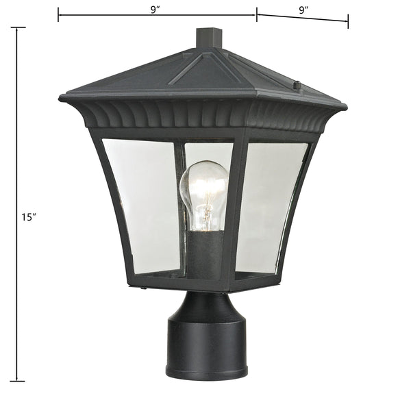 Thomas Lighting Ridgewood Outdoor Post Light Forged Metal Lantern with Clear Glass Panels Matte Black 8411EP/65