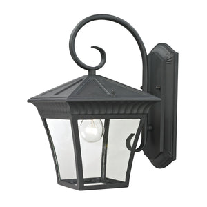 Thomas Lighting Ridgewood Outdoor Wall Sconce with Clear Glass Panels and Forged Metal Lantern Design 15 inches Black 8411EW/65