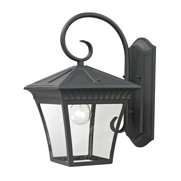Thomas Lighting Ridgewood Outdoor Wall Sconce with Clear Glass Panels and Forged Metal Lantern Design 15 inches Black 8411EW/65