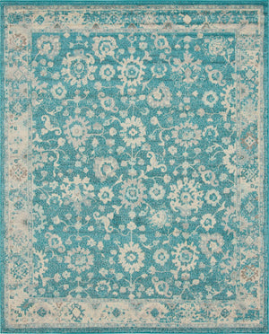 Unique Loom Penrose Krystle Machine Made Floral Rug Turquoise, Beige/Blue/Light Brown 8' 0" x 10' 0"