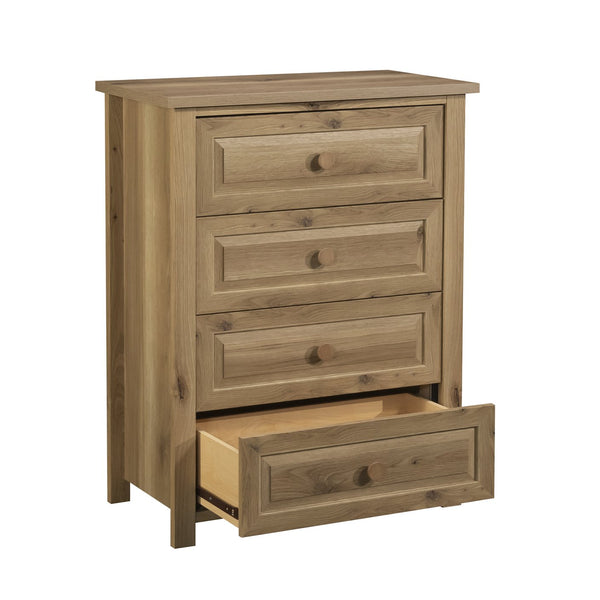 English Elm 4-Drawer Chest with Safety Interlock, Brown Engineered Wood, Compact 4-Drawer Storage for Home Decor B356P354463