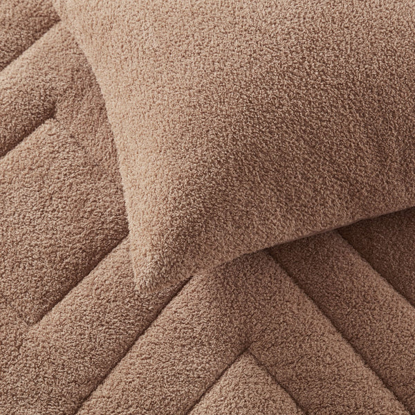 JLA Home Comfort Spaces - Double Diamond Plush Teddy Comforter Set with Double Diamond Quilting, Oeko-Tex, All-Season Cozy Luxury Brown AM10-0271