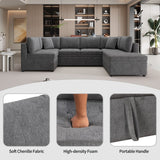 English Elm 117.3" Oversized Sectional Sofa U- Shaped Sofa Couch Pull-Out Sofa Bed With Two Throw Pillows For Living Room, Gray