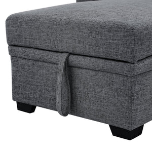 English Elm Pull-out Sofa Bed with Hidden Chaise Storage, Tufted Polyester Cushions, Compact Convertible Sleeper for Small Spaces Gray B355S00002