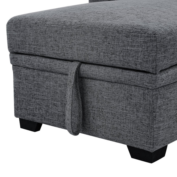 English Elm Pull-out Sofa Bed with Hidden Chaise Storage, Tufted Polyester Cushions, Compact Convertible Sleeper for Small Spaces Gray B355S00002