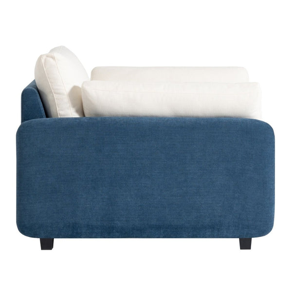 English Elm 50*43" Oversized Chenille Armchair Deep Lounge Seat Modern Minimalist Living Room Chair Blue+Cream N723S5042C