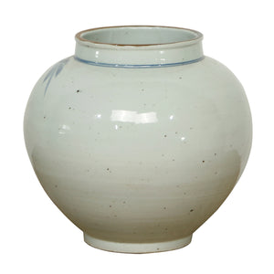 Lilys 11" Vintage Style Blue And White Round Vase With Floral Print 8417