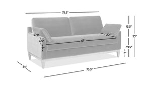English Elm Jennifer Taylor Home - Pasadena 75.5" Modern Farmhouse Sofa in Flax White Linen — Eco Rubberwood Base, Plush Feather-Blend Pillows B2719P353146