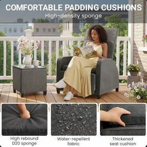 English Elm 30" Wide Reclining Patio Lounge Chair with Footrest and Weather Resistant Frame B082P455130
