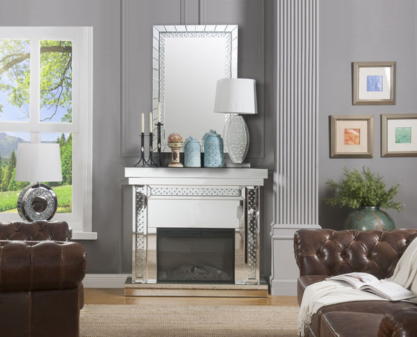 English Elm Nysa Glam Electric Fireplace with Mirrored Surround and Faux Crystal Led Accent B2726P446685
