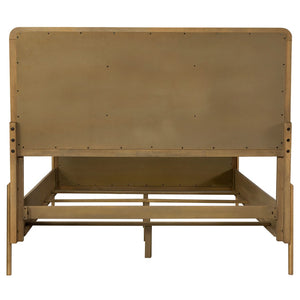 English Elm Stevie Mid-Century Eastern King Panel Bed With Sand Wash Finish & Natural Cane For Coastal Charm B062S00721-GIGA