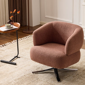 English Elm Cuddle-style linen swivel chair with 360° rotation, wrap-around cradle design for cozy compact spaces Red W3248P354265