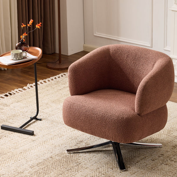 English Elm Cuddle-style linen swivel chair with 360° rotation, wrap-around cradle design for cozy compact spaces Red W3248P354265