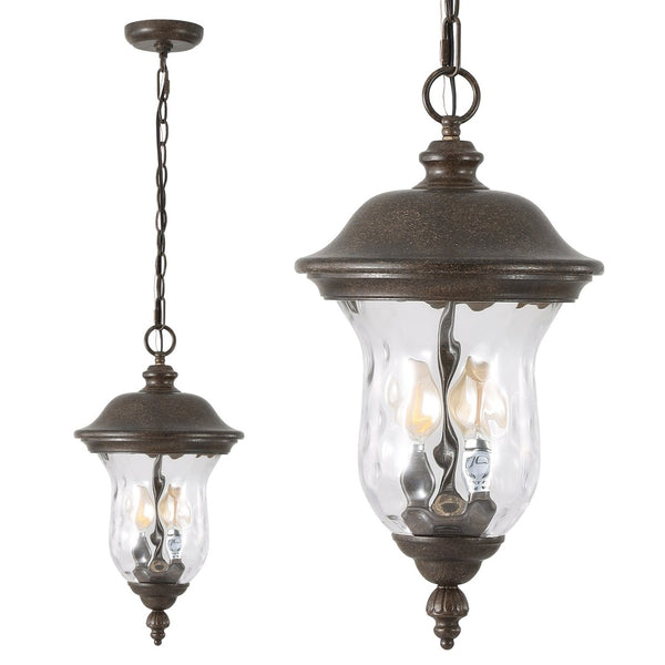 English Elm 19"(h) Rustic Aluminum Pendant Lantern Weatherproof Farmhouse Porch and Patio Light W2312P415975