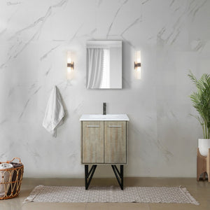 English Elm Rustic Acacia Bath Vanity 24" W With White Quartz Top & Gun Metal Faucet – Stylish Storage Solution! B2731P259591-GIGA