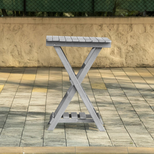 English Elm Summit Ridge Recycled Hdpe Outdoor Folding Bar Table Weather Resistant Eco Patio Gray B2745P409708