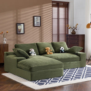 English Elm White Corduroy Compact Sofa Soft Upholstered Seating for Casual Scandinavian Living Rooms W3612S00014