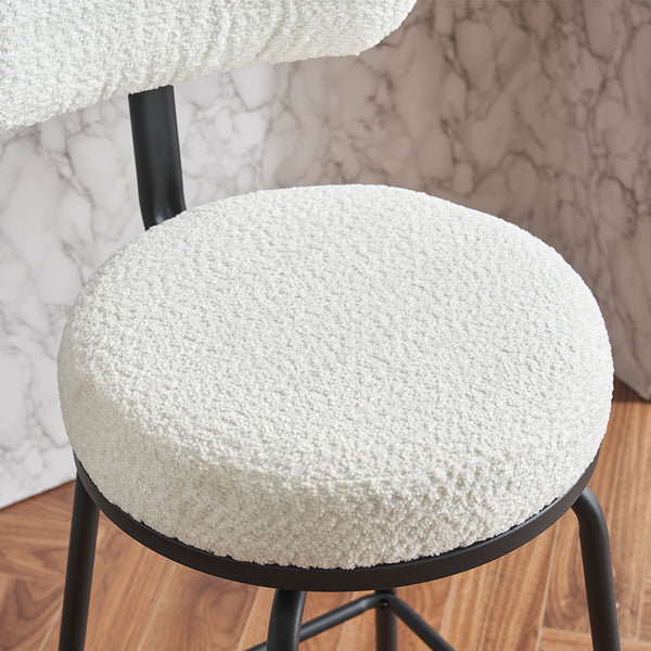 English Elm Modern Bouclé Swivel Bar Stools Set of 2 — Counter Height Fabric Seats with Metal Frame & Footrest, 360° Comfort White W1901P264272
